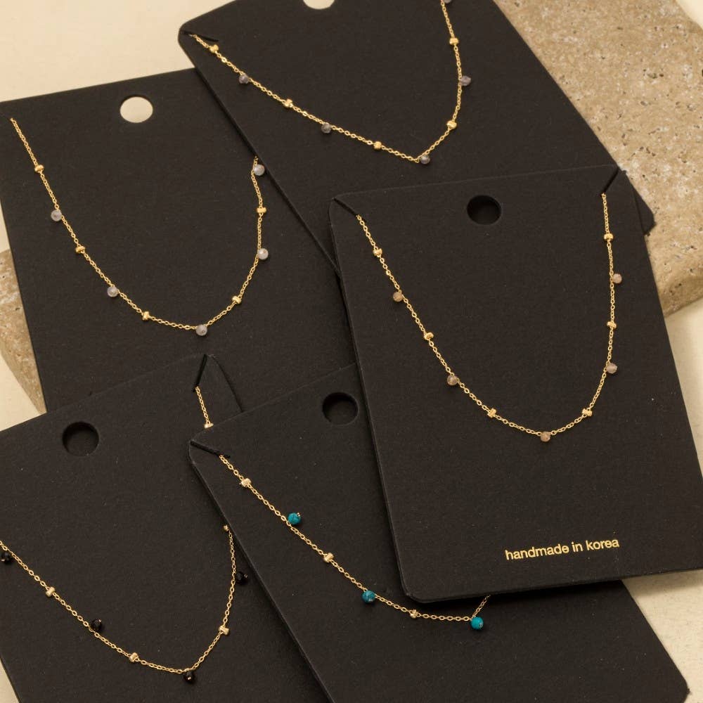 Blush Dainty Mix Bead Charm Necklace - Terra Cottage