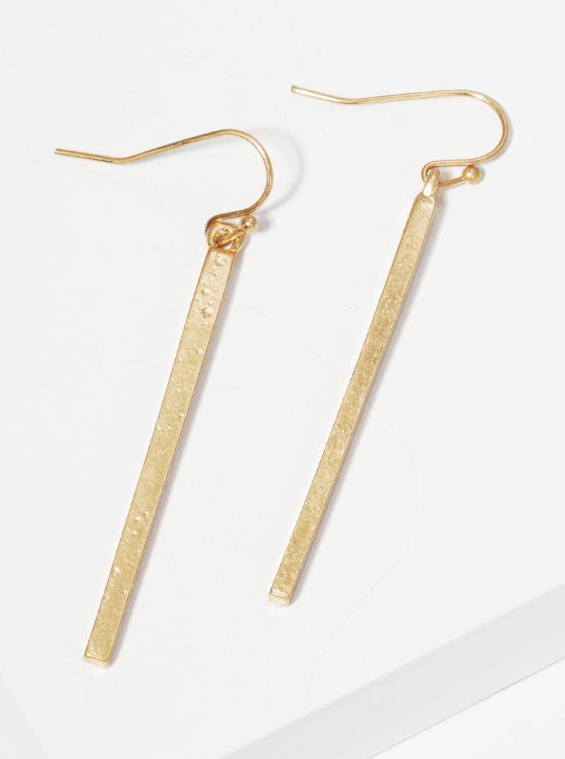 Gold Polished Metal Bar Dangle Drop Earrings