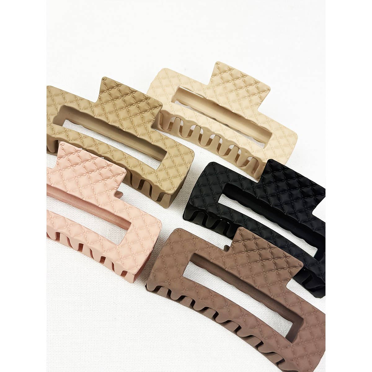 Neutral Color Embossed Cut Out Rectangle Hair Claw