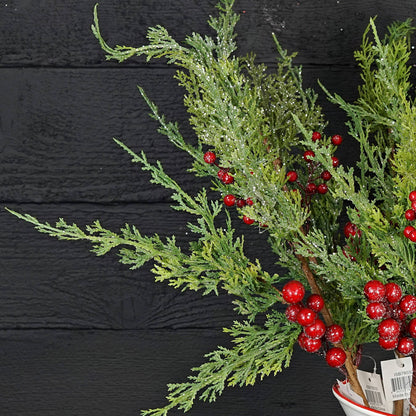 Icy Cedar Pine and Red Berry Spray