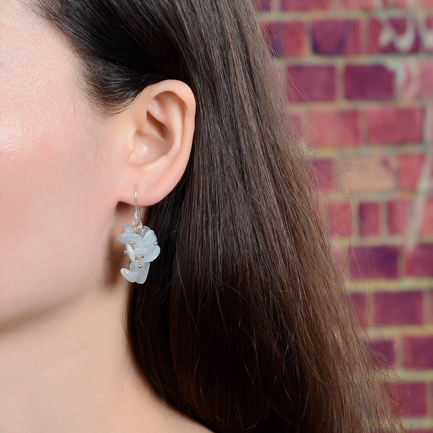 Aquamarine Cluster Earrings