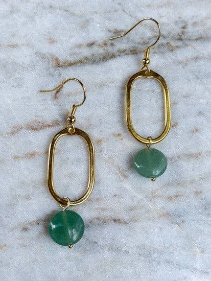Mila Earrings Green Gold