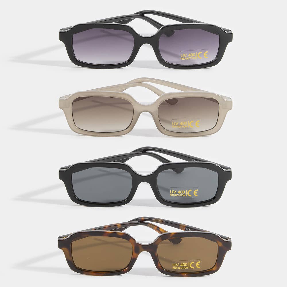 Retro Rectangle Frame Uv400 Sunglasses