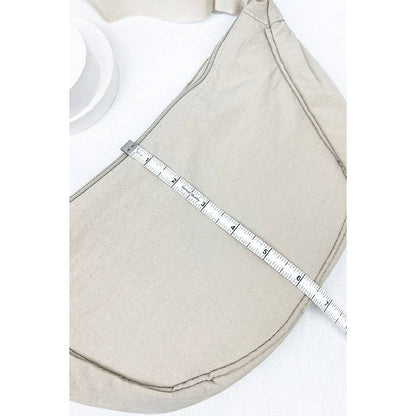 Nylon Crescent Crossbody Purse Beige