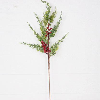 Icy Cedar Pine and Red Berry Spray