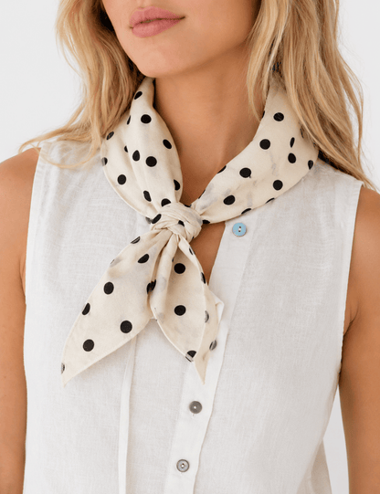 Beige Polka Dot Print Bandana Scarf