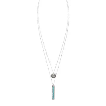 Bar Shaped Bead Layered Long Necklace