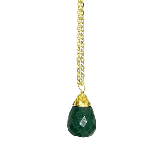 Gold-Plated Aventurine Teardrop Necklace