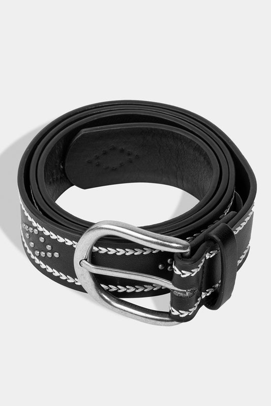 Etched Western Heart Pattern Faux Leather Belt