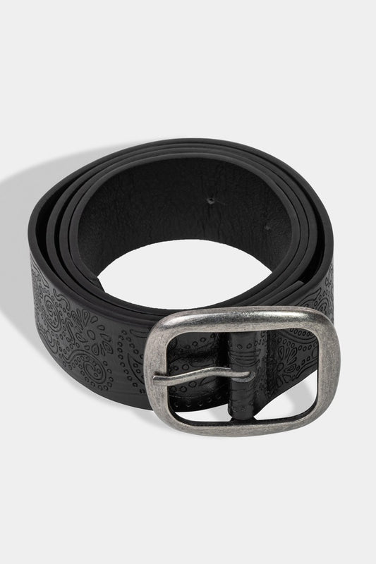 Etched Floral Faux Leather Belt