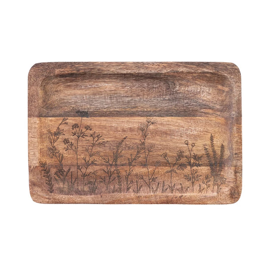 Botanical Etched Wood Tray