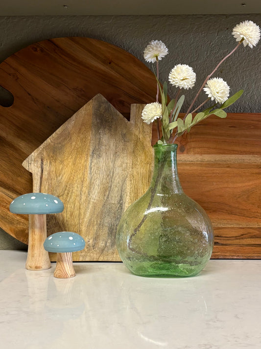 Sunny Kitchen - Green Vase + Blue Mushrooms