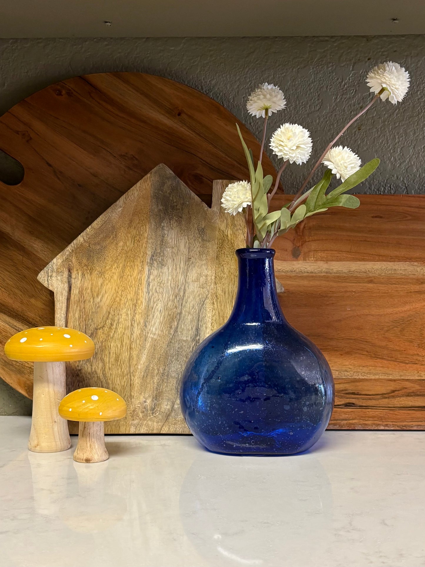 Sunny Kitchen - Blue Vase + Yellow Mushrooms - Terra Cottage