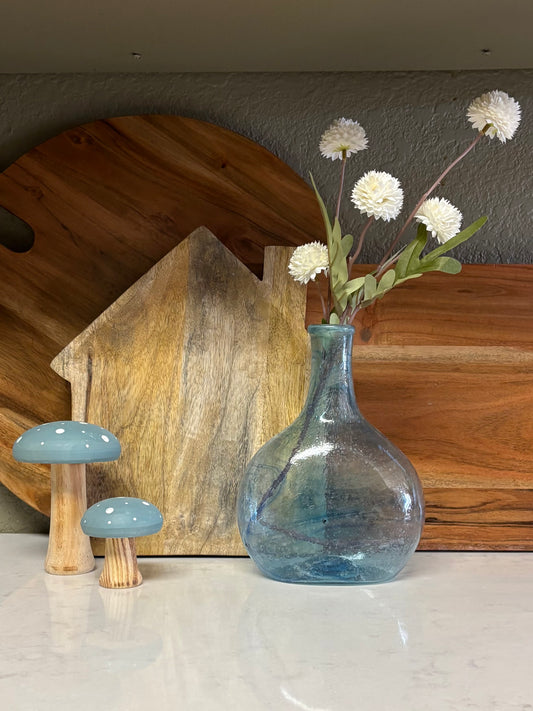 Sunny Kitchen - Aqua Vase + Blue Mushrooms
