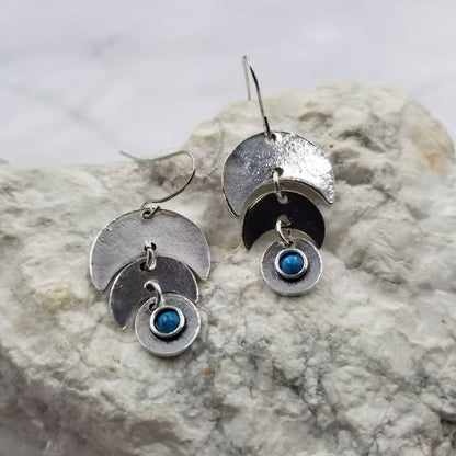 Turquoise Half Moon Dangle Earrings