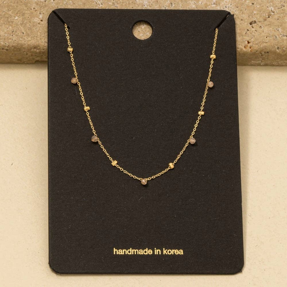 Blush Dainty Mix Bead Charm Necklace - Terra Cottage