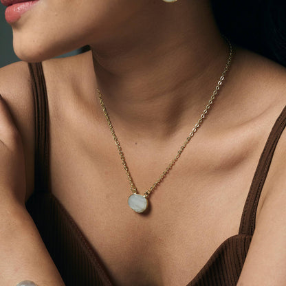 Gold Plated Necklace - Moonstone