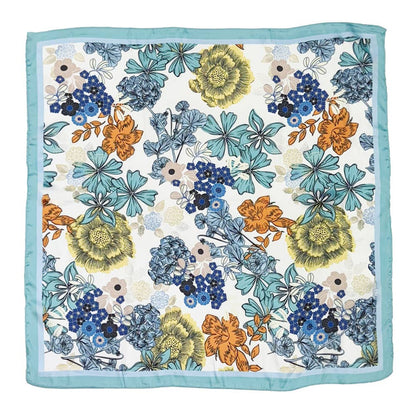 Earthy Floral Garden Printed Square Silky Satin Scarf