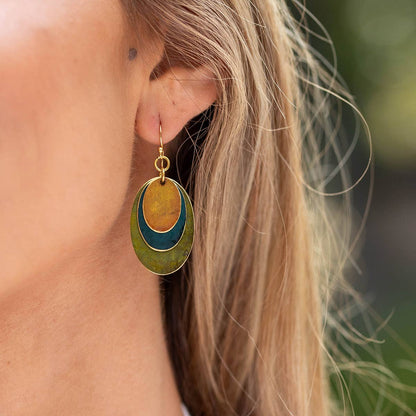 Brass Patina Earrings - Earthy Ovals