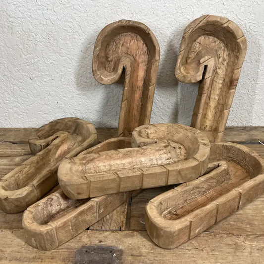 Candy Cane Shaped Hand Carved Dough Bowl