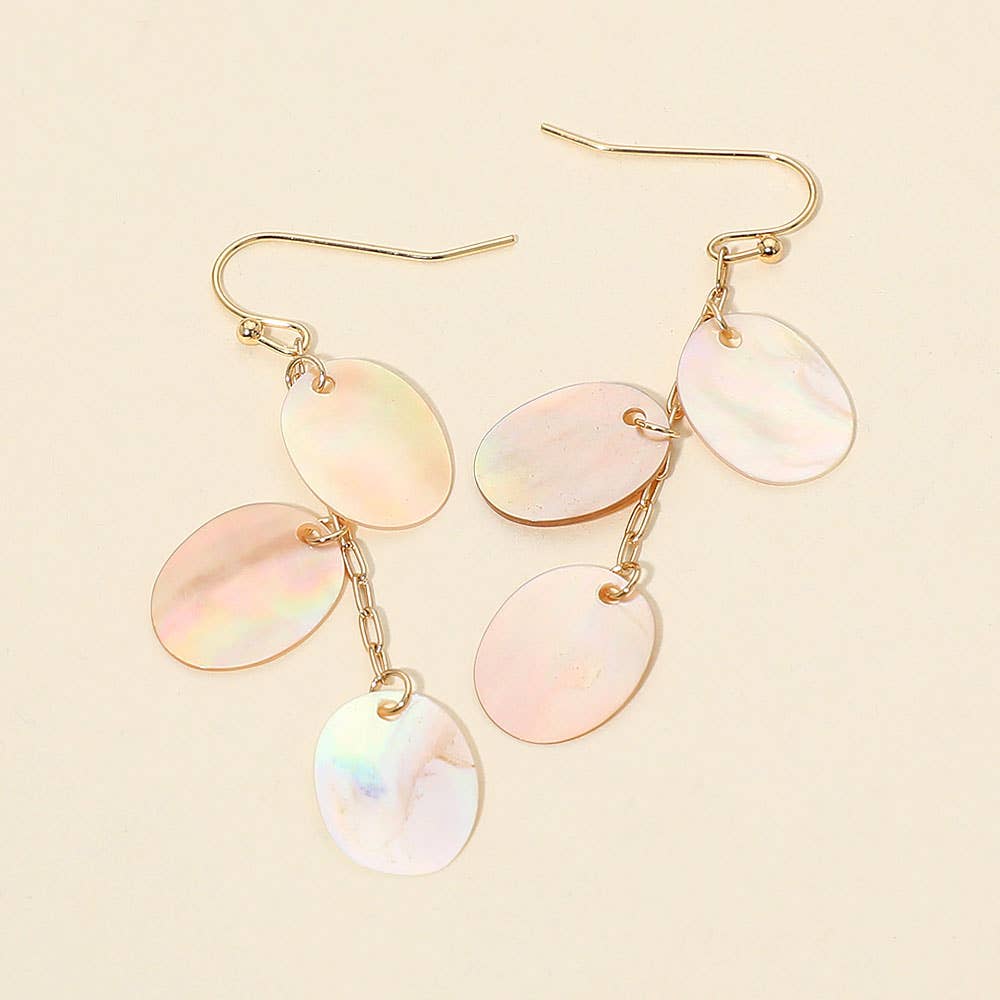 Multi Mother of Pearl Shell Disc Drop Earrings