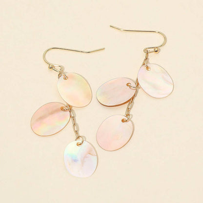 Multi Mother of Pearl Shell Disc Drop Earrings