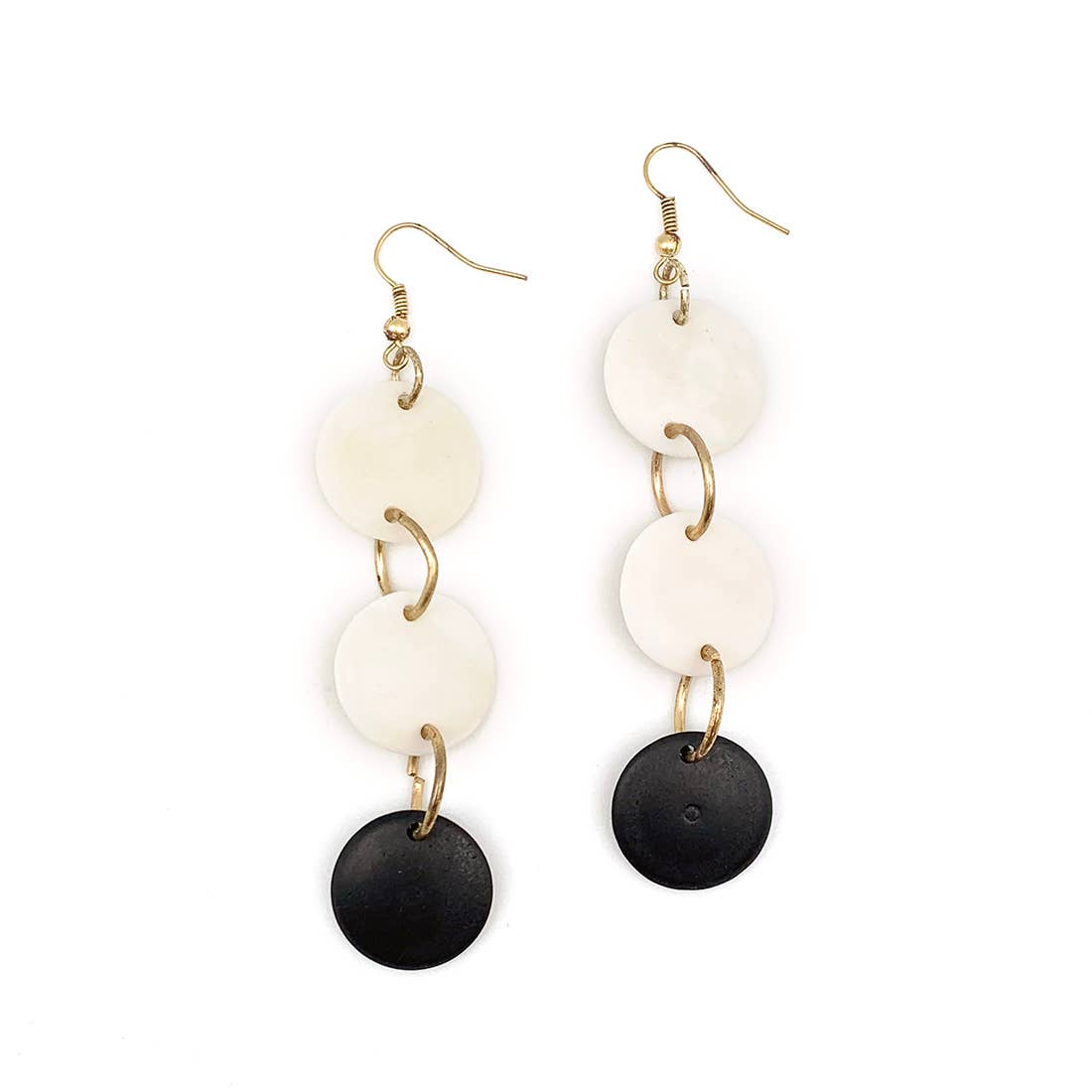 Omala Modern Monochrome Collection Earrings - Three Discs