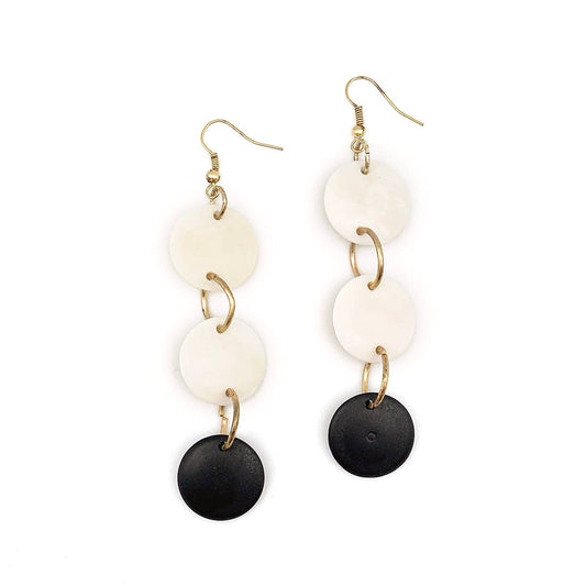 Omala Modern Monochrome Collection Earrings - Three Discs