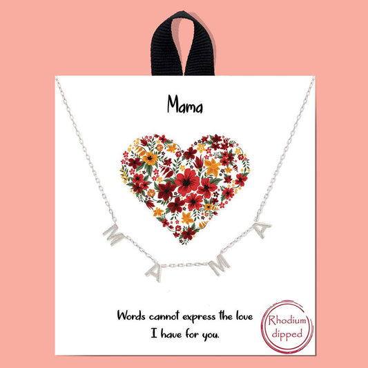 Silver MAMA Station Necklace