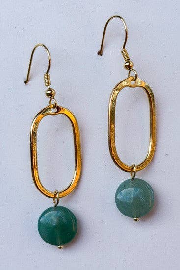 Mila Earrings Green Gold