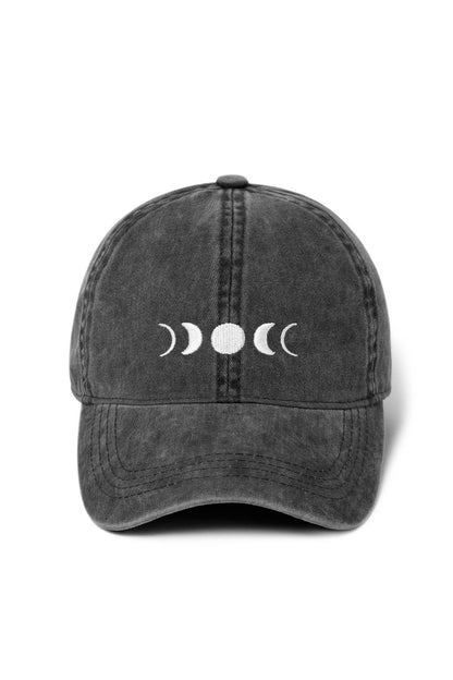 Black Celestial-Moon Embroidered Baseball Cap