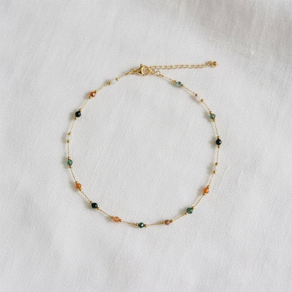 Colorful Bead Necklace with Gold Chain