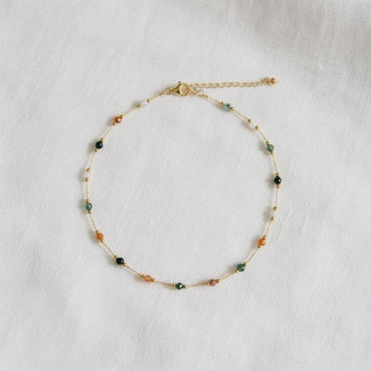 Colorful Bead Necklace with Gold Chain