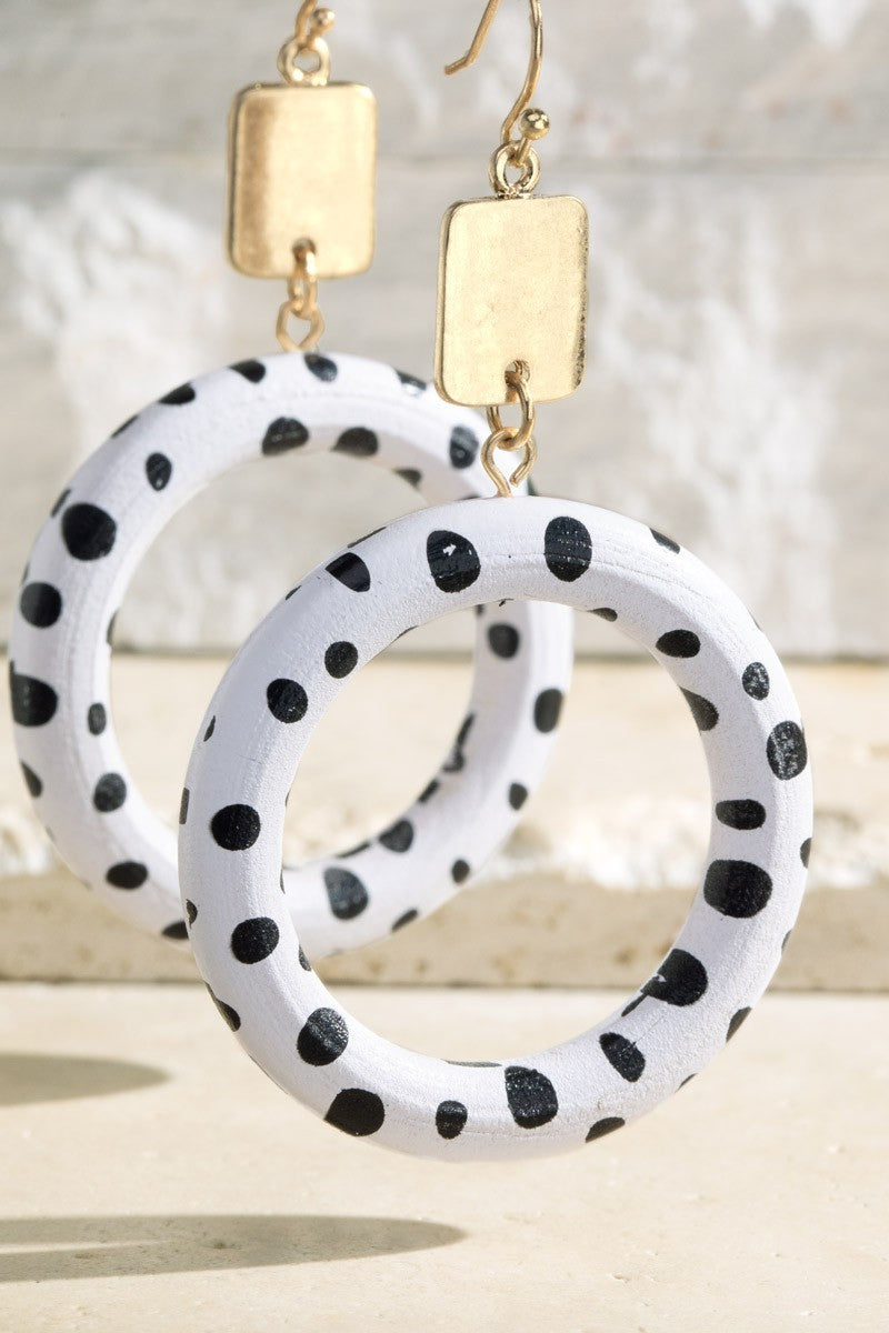 Dalmatian Wood Print Hoop Earrings