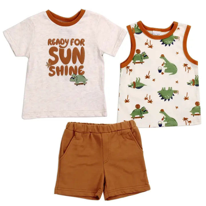 Boys Rust Dino 3 Piece Set