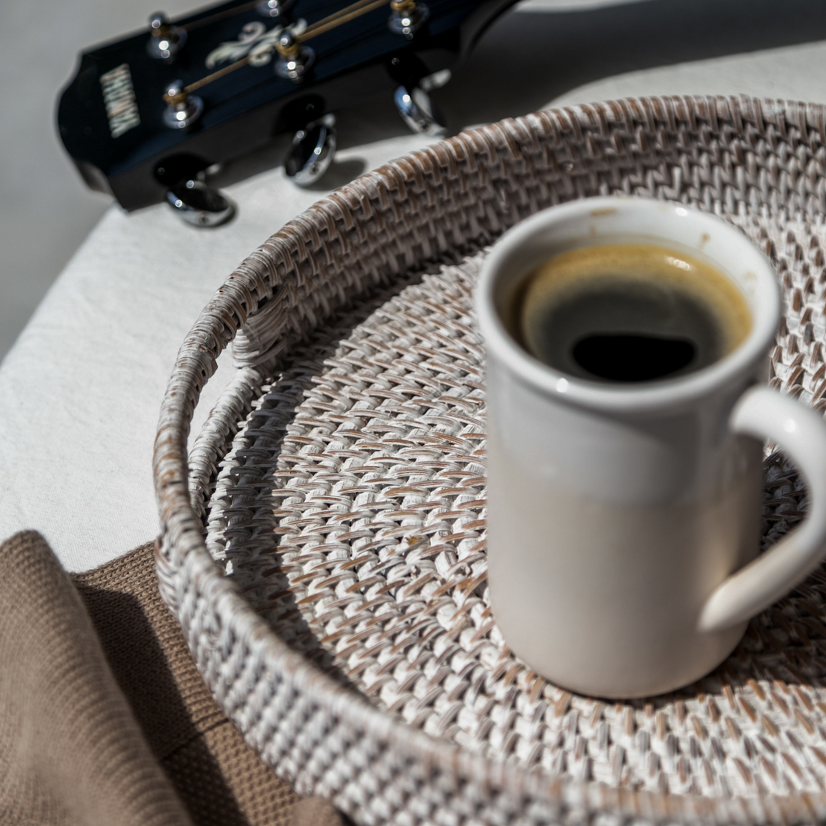 Round Rattan Decorative Tray