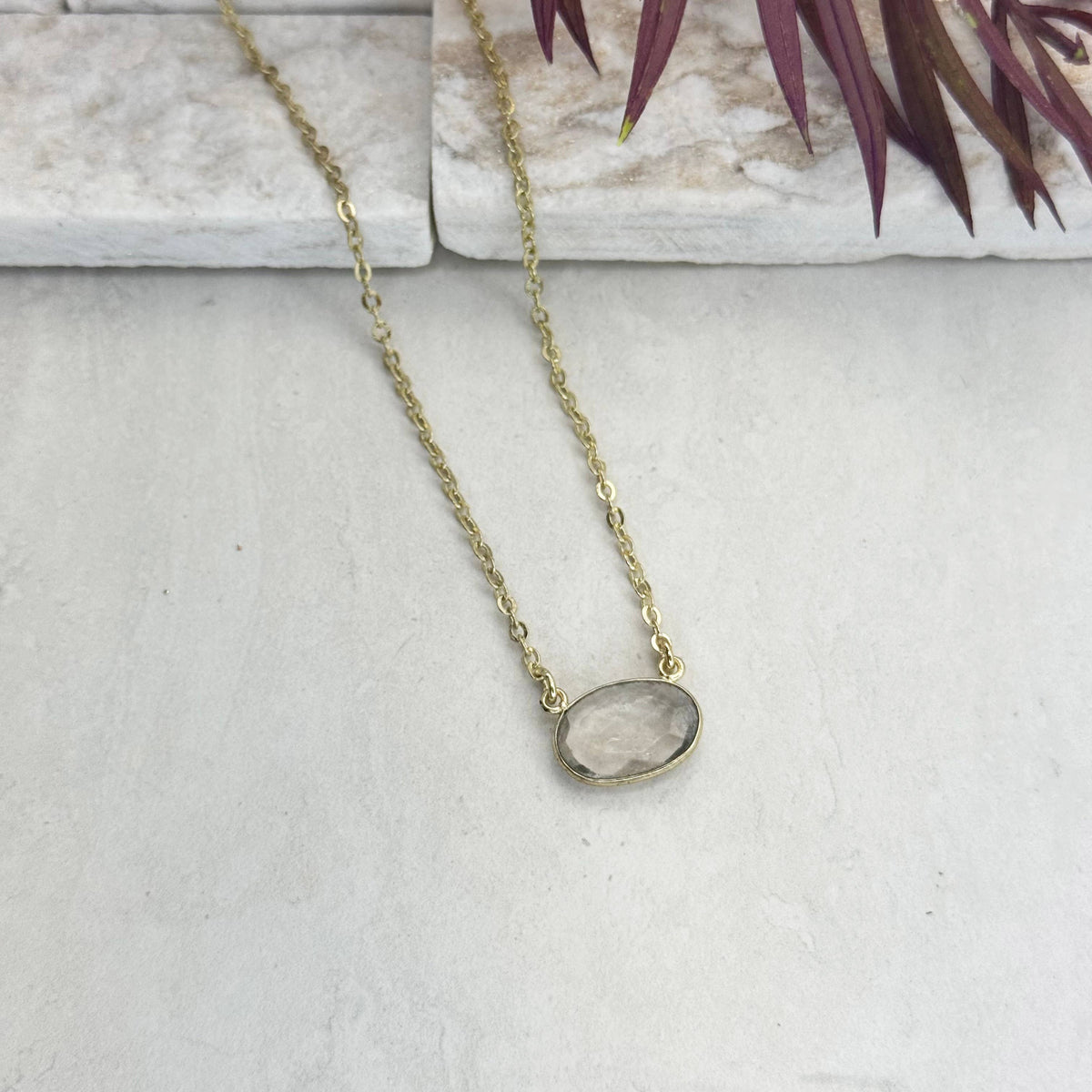 Gold Plated Necklace- Quartz