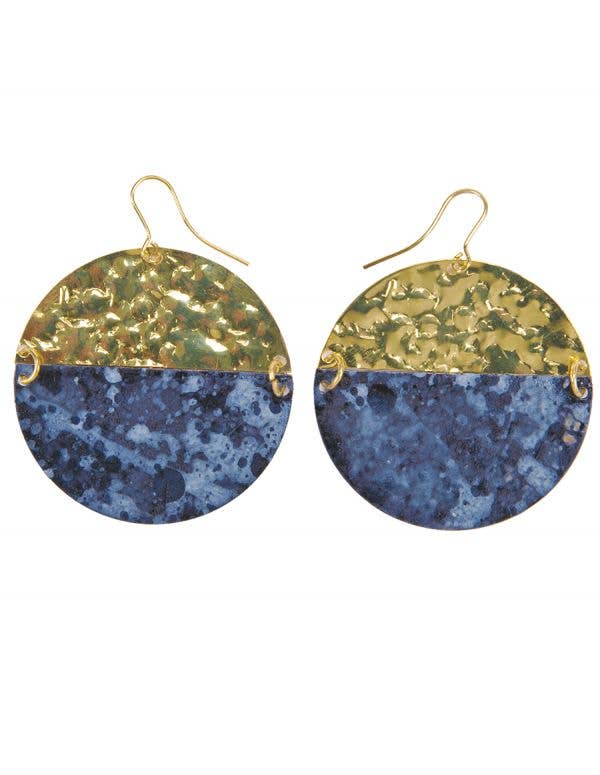 Black And Gold Circle Drop Earrings