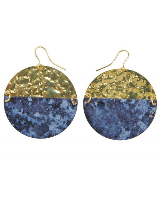 Black And Gold Circle Drop Earrings