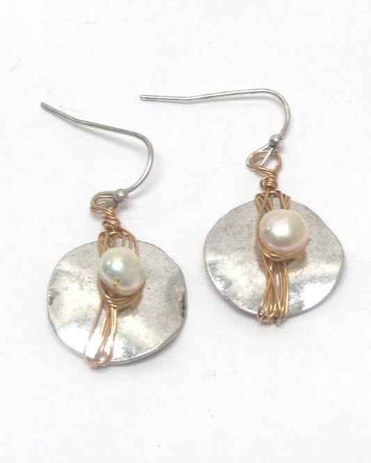 Mixed Metal Pearl Earrings