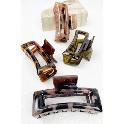 Leopard Cut Out Rectangle Hair Clips