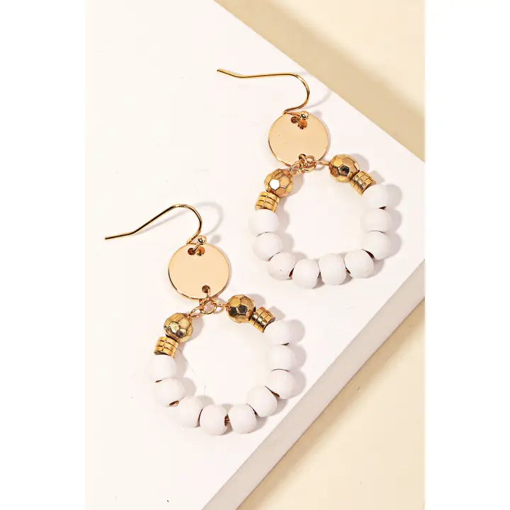 Circle Ball Beaded Drop Earrings