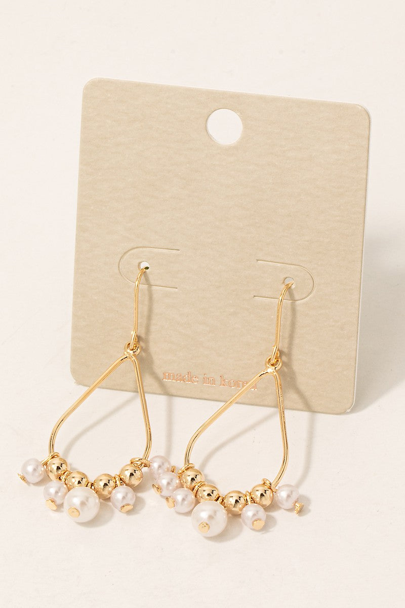 Pearl & Metallic Beaded Dangle Earrings