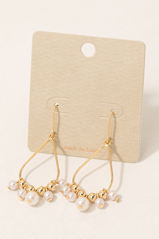 Pearl & Metallic Beaded Dangle Earrings