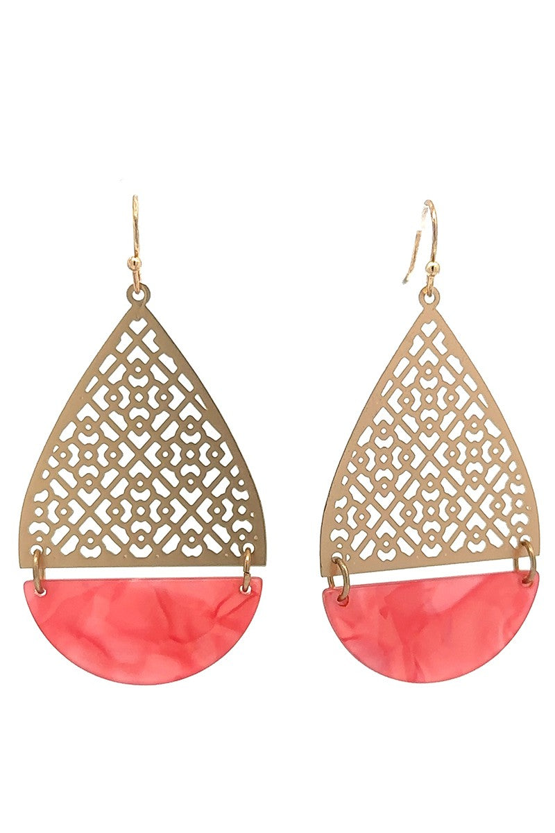 Blush Gold Metal Teardrop Earrings