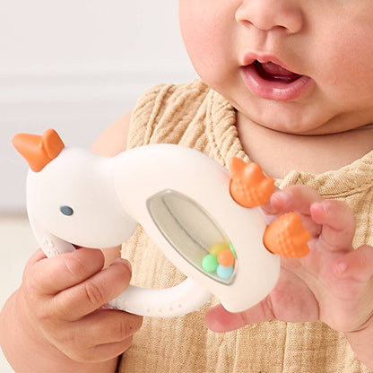 Silicone Teether with Rattle: Goose