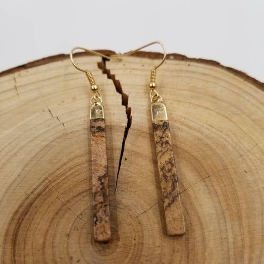 Brown Mineral Stone Bar Earring