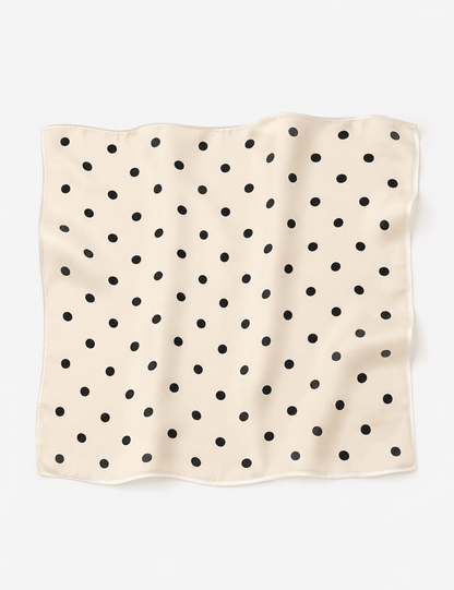 Beige Polka Dot Print Bandana Scarf
