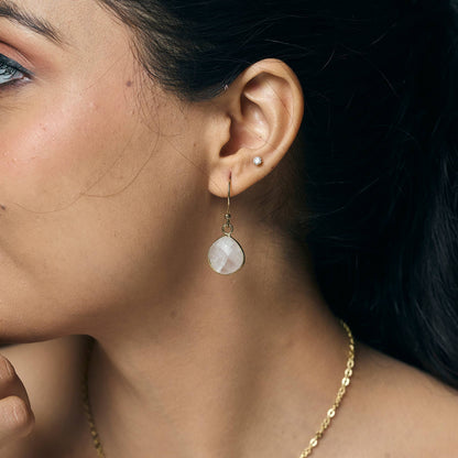 Gold Plated Rose Quartz Earrings