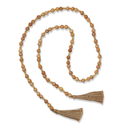 Bead & Jute Tassel Ends Garland Natural White Mango Wood